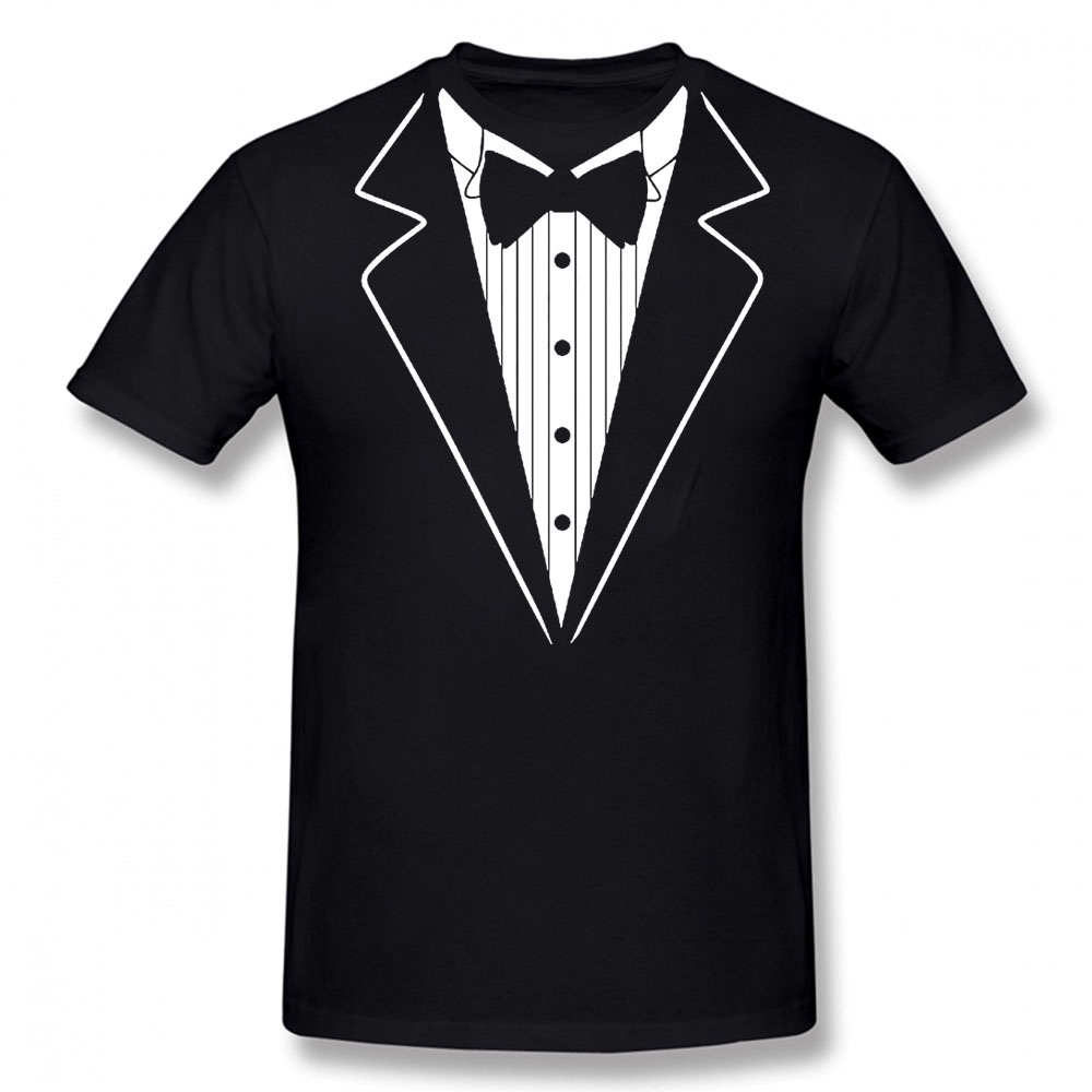 Novelty Tuxedo with Bowtie Funny Unisex Graphic Fashion New Cotton Short Sleeve T Shirts O-Neck Harajuku T-shirtl