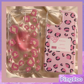 PingCoo - Space Case For iPhone 14 13 12 11 Pro Max 6 6s 7 8 Plus XR Silicone Soft Big Hole Transparent Case Creative Pink Leopard Camera Protection Plating Buttons Shockproof Back Cover