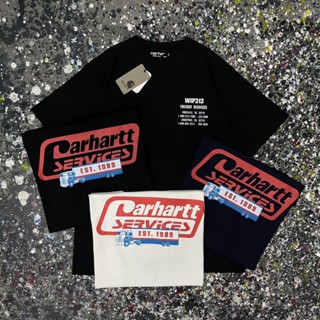 CARHARTT เสื้อยืดแขนสั้น ทรงหลวม พิมพ์ลายตัวอักษร ตัวเลขคาร์โก้ สําหรับคู่รัก