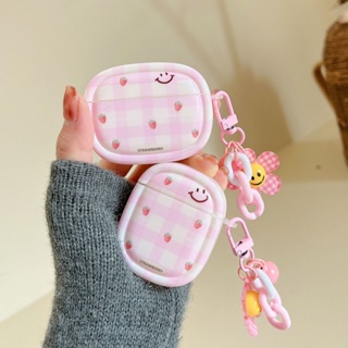 เคสป้องกันหูฟัง แบบนิ่ม ลายตาราง สีชมพู กันกระแทก สําหรับ Apple AirPods 1 2 3 Air Pods 2