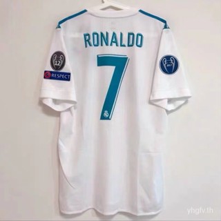 เสื้อกีฬาแขนสั้น ลายทีมฟุตบอล Real Madrid 17/18 ชุดเหย้า สําหรับผู้ชาย Ronaldo #7