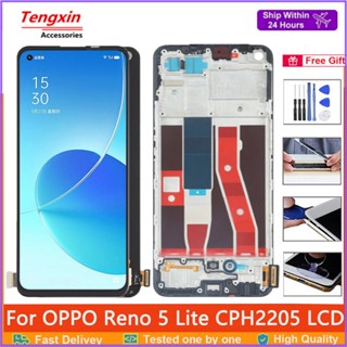 อะไหล่หน้าจอสัมผัสดิจิทัล LCD 6.43 นิ้ว ของแท้ 100% สําหรับ OPPO Reno 5 Lite CPH2205