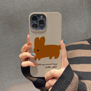 ฟิล์มแข็ง เคส iphone 14promax 11 13 12 7Plus 8 X XS Max เคสโทรศัพท์ กระต่าย สีน้ําตาล น่ารัก