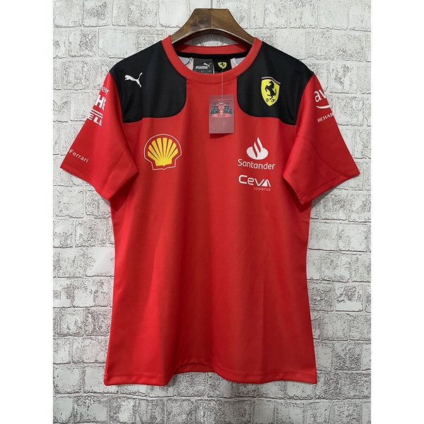 เสื้อเชิ้ตแขนสั้น คอกลม ลาย Ferrari F1 สําหรับผู้ชาย 2023
