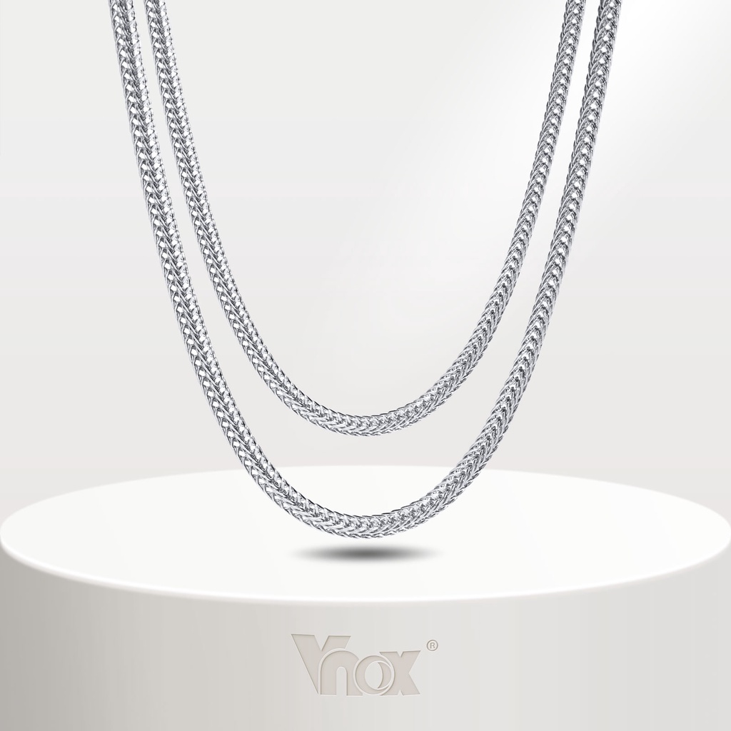 Vnox สร้อยคอผู้ชาย ลําลอง สเตนเลส สี่เหลี่ยม กระดูกงู สร้อยคอโซ่ สร้อยคอสีเหล็ก เครื่องประดับผู้ชาย