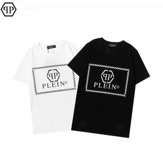 ┋✽۩Fashionable cotton philipp plein T-shirt printed short-sleeved mens and womens round neck casua_01