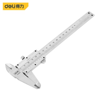 Deli เวอร์เนียร์  ตัวเครื่องสแตนเลส ตัวเครื่องโลหะ พร้อมถ่าน เวอเนีย เวอเนียร์  Vernier caliper ถ่าน