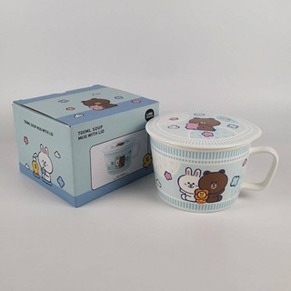 Line Friends Brown &amp; Cony 700ml Ceramic Soup Mug With Lid LFC13951