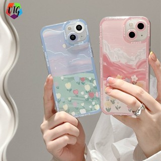 เคสเพ้นท์ลายดอกไม้เล็กๆ สำหรับไอโฟน 11 14 12 13 pro max 7 8 14 plus X XS Max XR SE2020 โปร่งใส อ่อน เคสโทรศัพท์