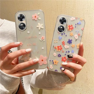 ใหม่ เคสโทรศัพท์มือถือ ซิลิคอน TPU นิ่ม แบบใส บางพิเศษ ลายดอกไม้ เรียบง่าย แฟชั่น สําหรับ OPPO A58 4G 2023 A584G