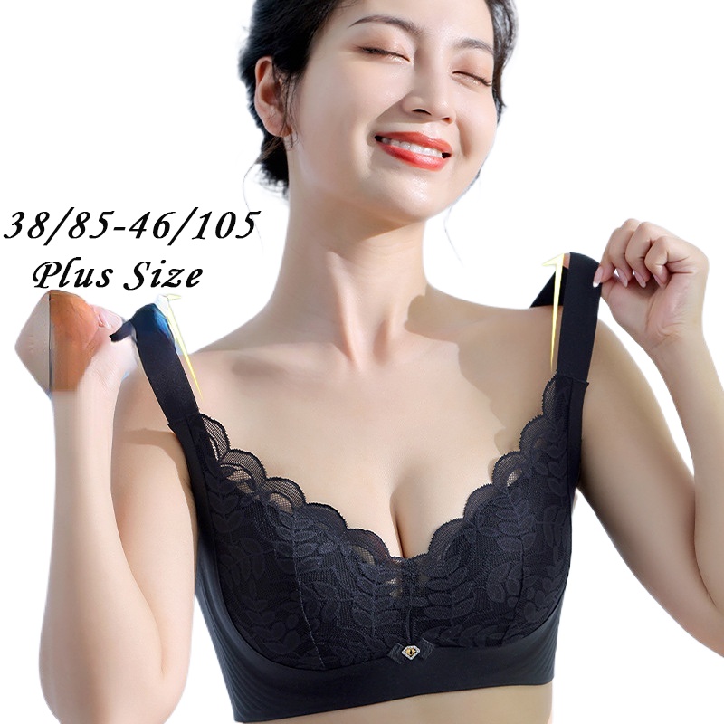 Hope Plus ขนาด Bra สําหรับผู้หญิงไร้สายเซ็กซี่ชุดชั้นในสตรี Padding Bralette เสื้อกั๊กขนาดใหญ่ 44/46