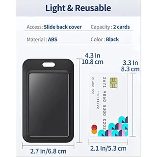 กระเป๋าใส่บัตรประจําตัวประชาชน แบบพลาสติกแข็ง แนวตั้ง สีดํา พร้อมหน้าต่างใส สําหรับบัตรเครดิต บัตรประจําตัว พรอกซิมิตี้ ใบขับขี่