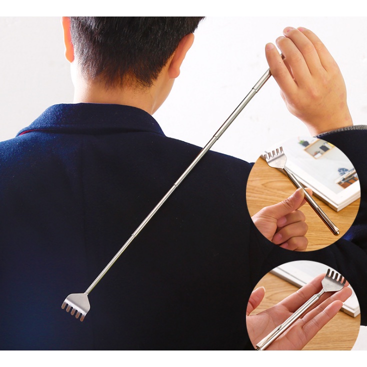 ไม้เกาหลัง สแตนเลสแบบพกพา ยืดหดได้ Stainless steel back scratcher