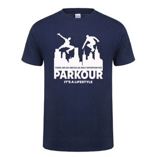 [S-5XL] เสื้อยืด oversize เสื้อยืดผู้ชายตลกไม่มีอุปสรรค แต่โอกาส Parkour เป็นผู้ใหญ่ไลฟ์สไตล์แขนสั้นปกกลม Ts