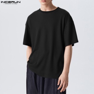 Incerun เสื้อยืด แขนสั้น เปิดไหล่ ลายวาฟเฟิล ขนาดเล็ก สําหรับผู้ชาย
