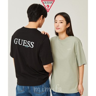 [Guess Korea] เสื้อยืดแขนสั้น พิมพ์ลายโลโก้ Guess สําหรับผู้ชาย และผู้หญิง 2023