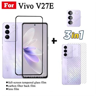 3in1 กระจกนิรภัยกันรอยหน้าจอ แบบเต็มจอ สําหรับ Vivo V27e V25e V23e V21e V25 V23 V21