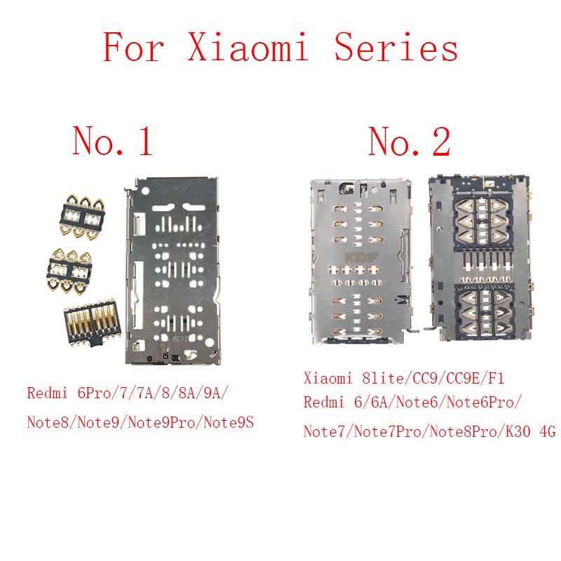 1-5pcs ซิมการ์ด Reader ถาดผู้ถือสําหรับ Xiaomi CC9 CC9E F1 Redmi 6 6A 6Pro 7A 8A 9 9A Note8 หมายเหตุ