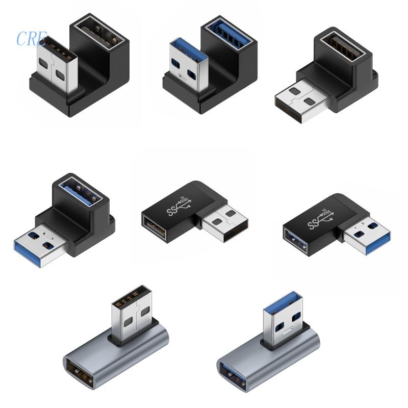 Cre อะแดปเตอร์เชื่อมต่อ USB 3.0 A ตัวผู้ เป็นตัวเมีย 90 องศา สําหรับ PC