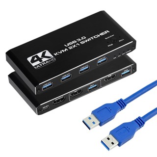 กล่องสวิตช์ HDMI 4K USB KVM 2 In 1 สําหรับเครื่องพิมพ์ เมาส์ คีย์บอร์ด 2 ชิ้น