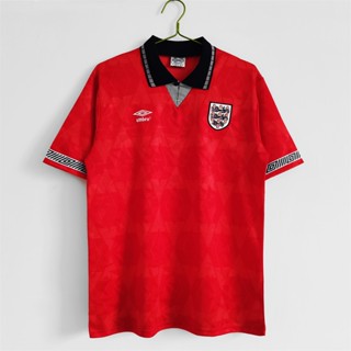 เสื้อกีฬาแขนสั้น ลายทีมชาติฟุตบอล England Away 1990 สไตล์วินเทจ