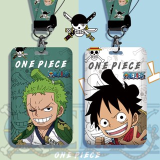 กระเป๋าใส่บัตรประจําตัวประชาชน ลายการ์ตูนอนิเมะ One Piece Sauron Pirate Ship Luffy พร้อมสายคล้องคอ บัตรรถบัส บัตรประจําตัว 2 ใบ