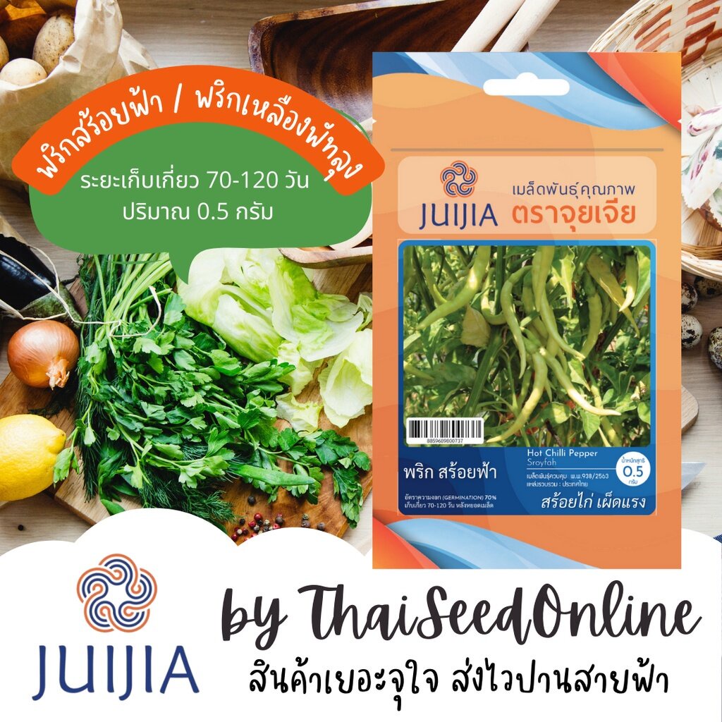 Juijia(จุยเจีย) JJ เมล็ดพันธุ์ จุยเจีย พริกสร้อยฟ้า เหลืองพัทลุง พริกสร้อยไก่