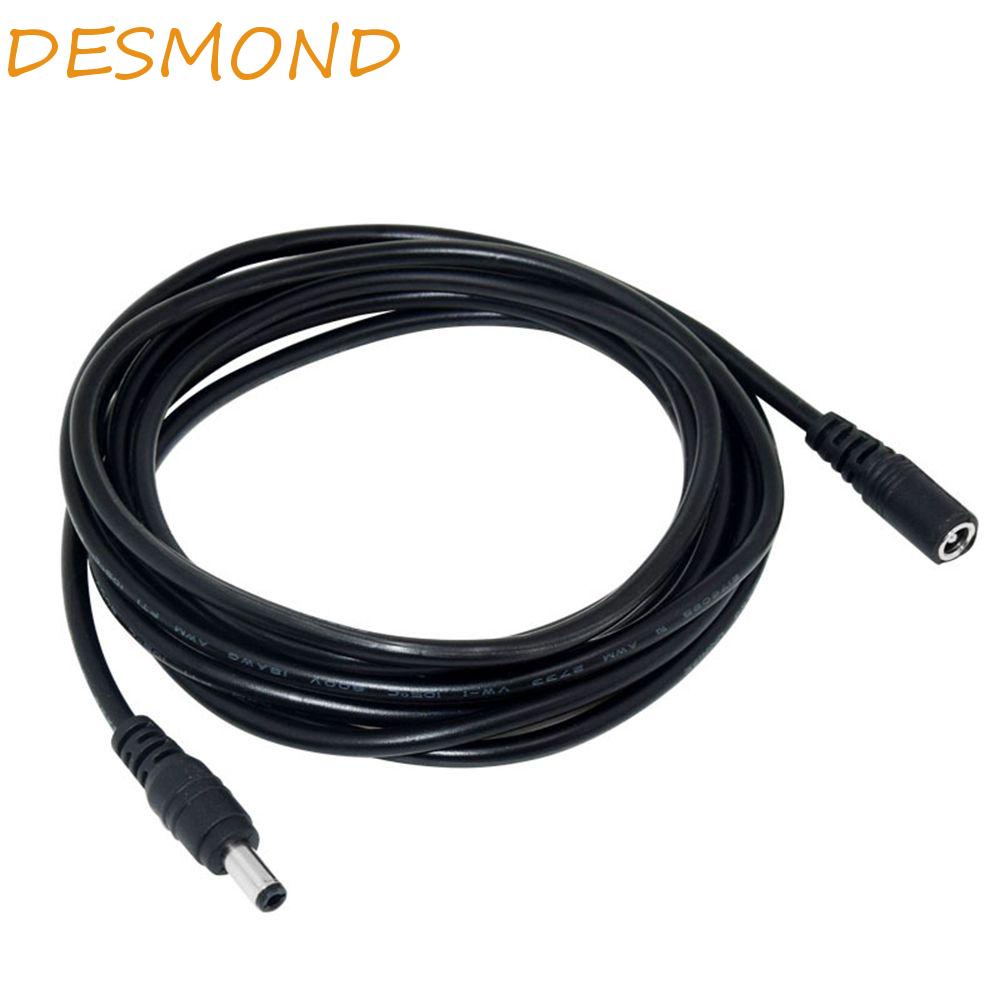 DESMOND 1m/2m/3/m/5m/10m Power Cord Extended Wire 5.5*2.1mm Female To Male Plug Adapter Extension Ca