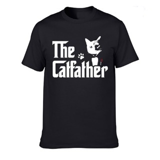 [S-5XL] เสื้อยืด ผ้าฝ้าย พิมพ์ลาย The Catfather Father Of Cats Dad สําหรับผู้ชาย