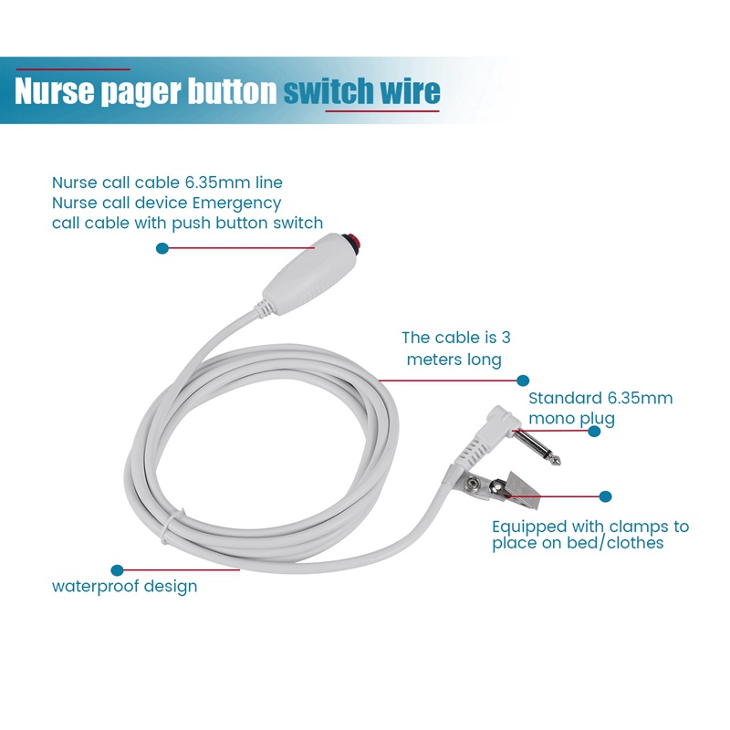 สายเรียกพยาบาล สาย6.35มม. อุปกรณ์โทรพยาบาลสายโทรฉุกเฉินพร้อมสวิตช์ปุ่มกด - รูปที่ 6