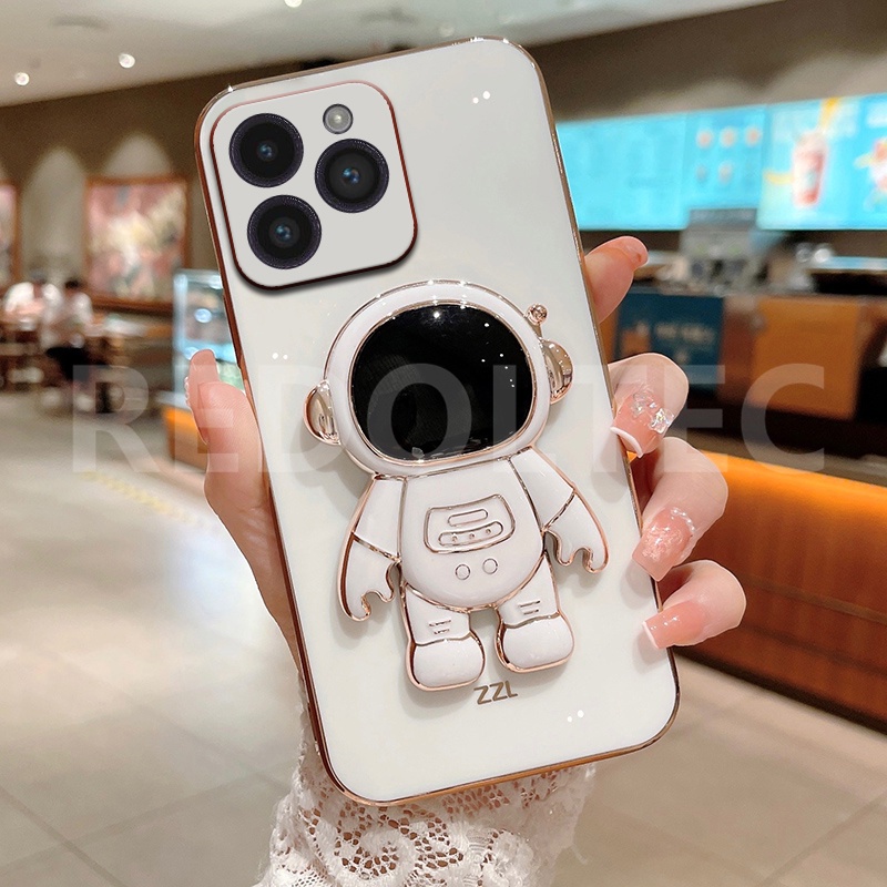 เคส For iPhone 11 Pro Max XS Max X XR เคสโทรศัพท์มือถือ ซิลิโคนนิ่ม ลายนักบินอวกาศ 6D พร้อมขาตั้ง สําหรับ
