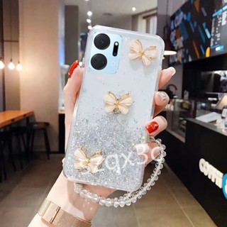 ใหม่ เคสโทรศัพท์มือถือแบบนิ่ม TPU ลายผีเสื้อ อวกาศ ดาว กลิตเตอร์ พร้อมสายคล้องมือ คริสตัล สําหรับ Honor X9a X7a X9 X8 X7 70 50 Lite 4G 5G HONORX7A 2023