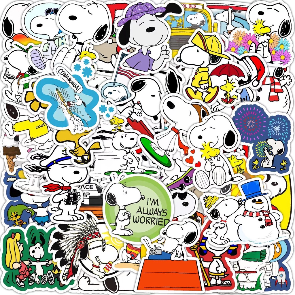 【50 ชิ้น】Snoopy Stickers สติกเกอร์ ลายการ์ตูนสนูปปี้ การ์ตูนน่ารัก สติ๊กเกอร์ สติ๊กเกอร์ตกแต่งแล็ปท็