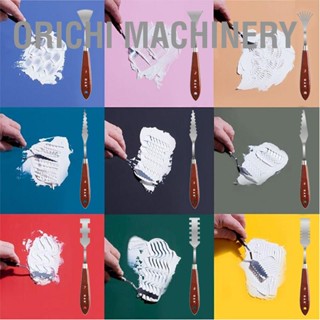 Orichi Machinery ชุดมีดวาดภาพไม้พายด้ามไม้สแตนเลสมีดจานสีสำหรับสีน้ำมัน