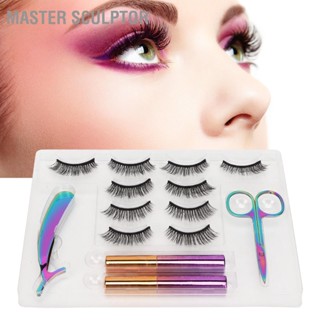 Master Sculptor ชุดขนตาปลอมแบบแม่เหล็ก Professional Magnetic False Lashes อายไลเนอร์ชนิดน้ำพร้อมกรรไกร Applicator