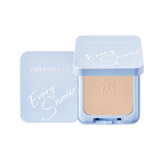 Cute Press (ตลับจริง) Evory Snow Whitening &amp; Oil Control Foundation Powder SPF 30 PA++: คิวท์เพรส สโนว์ แป้งพัฟ alyst NP