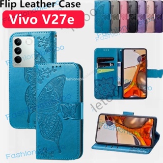 เคสโทรศัพท์หนัง ฝาพับแม่เหล็ก กันกระแทก พร้อมช่องใส่บัตร สําหรับ Vivo V27 E V27e V27 pro V27pro V 27e