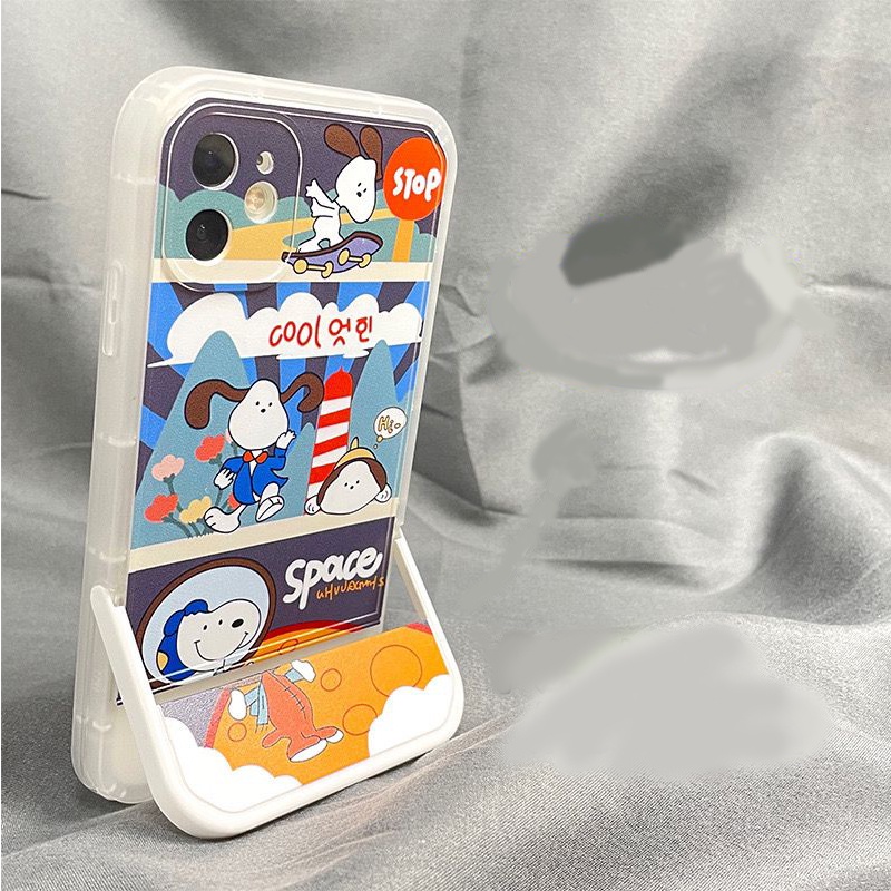 เคสโทรศัพท์มือถือ TPU แบบใส กันกระแทก พร้อมขาตั้ง สําหรับ IPhone 11 14 13 12 Pro Max XS X XR 6S 8+ 7 Plus