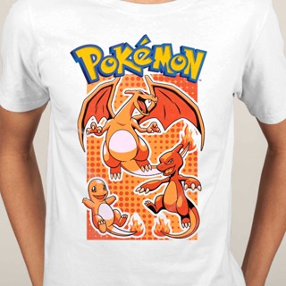 เสื้อยืดแขนสั้น✢❣Pokemon Shield Charizard Charmander Ash Pikachu Pokeball เสื้อยืดเด็กผู้ใหญ่ขนาดแขนสั้นผ้าฝ้ายพร้อมสต็อ