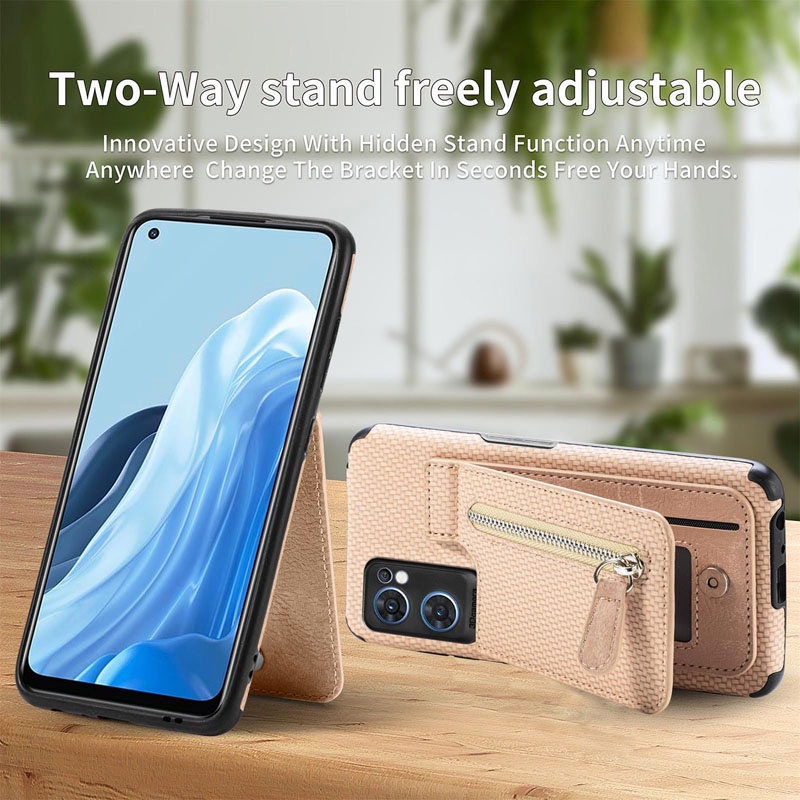 กรณีพลิกสําหรับ OPPO Reno 14F 14 13F 13 12 11 11F 11A 10 Pro Plus 8T 8Z 7 A96 หนังขาตั้งโทรศัพท์ปลอกพร้อมช่องใส่การ์ดซิป ราคา ถูกที่สุด ดีลบีเคเค แกลเลอรีภาพที่ 6