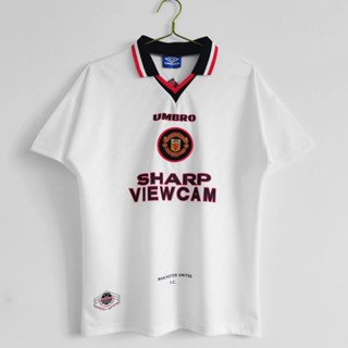 เสื้อกีฬาแขนสั้น ลายทีมชาติฟุตบอล Manchester United 1996 97 Manchester United Away สไตล์วินเทจ แห้งเร็ว AAA สําหรับผู้ชาย S-XXL