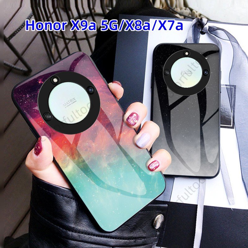 Honor X9C 5GสําหรับHuawei Honor X9C X9b X9a X8a X7a HonorX9a/X9C 5GปลอกหรูหราStarry Skyกระจกนิรภัยเคสโทรศัพท์นุ่มTPUซิลิโคนขอบแข็งกันกระแทกปกหลัง