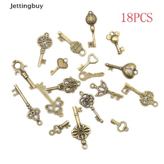 [Jettingbuy] 18pcs Antique Old Vintage Look Skeleton Keys Bronze Tone Pendants Jewelry DIY New Stock