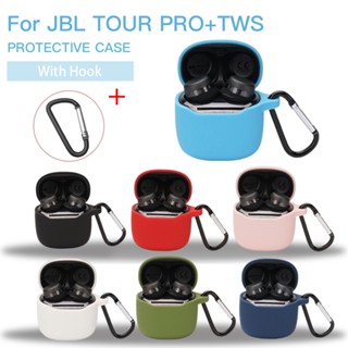 เคสหูฟังบลูทูธ ซิลิโคนนิ่ม พร้อมตะขอ กันตก สําหรับ JBL Tour Pro + TWS