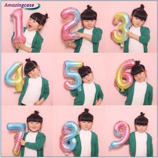 Amaz ลูกโป่งฟอยล์ตัวเลข ไล่โทนสีรุ้ง 16 นิ้ว สําหรับงานแต่งงาน งานเลี้ยงวันเกิด