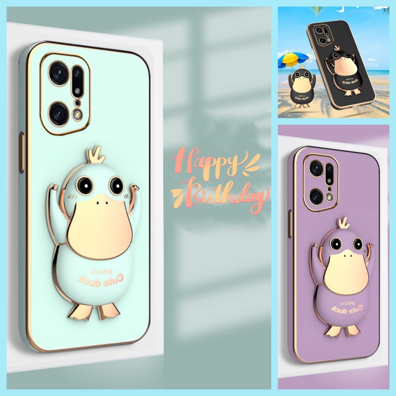 เคส OPPO CPH2035 CPH2365 CPH2239 CPH2795 CPH2273 CPH1701 CPH2349 OPG02 การ์ตูนเป็ดน่ารักพร้อมที่วางแ