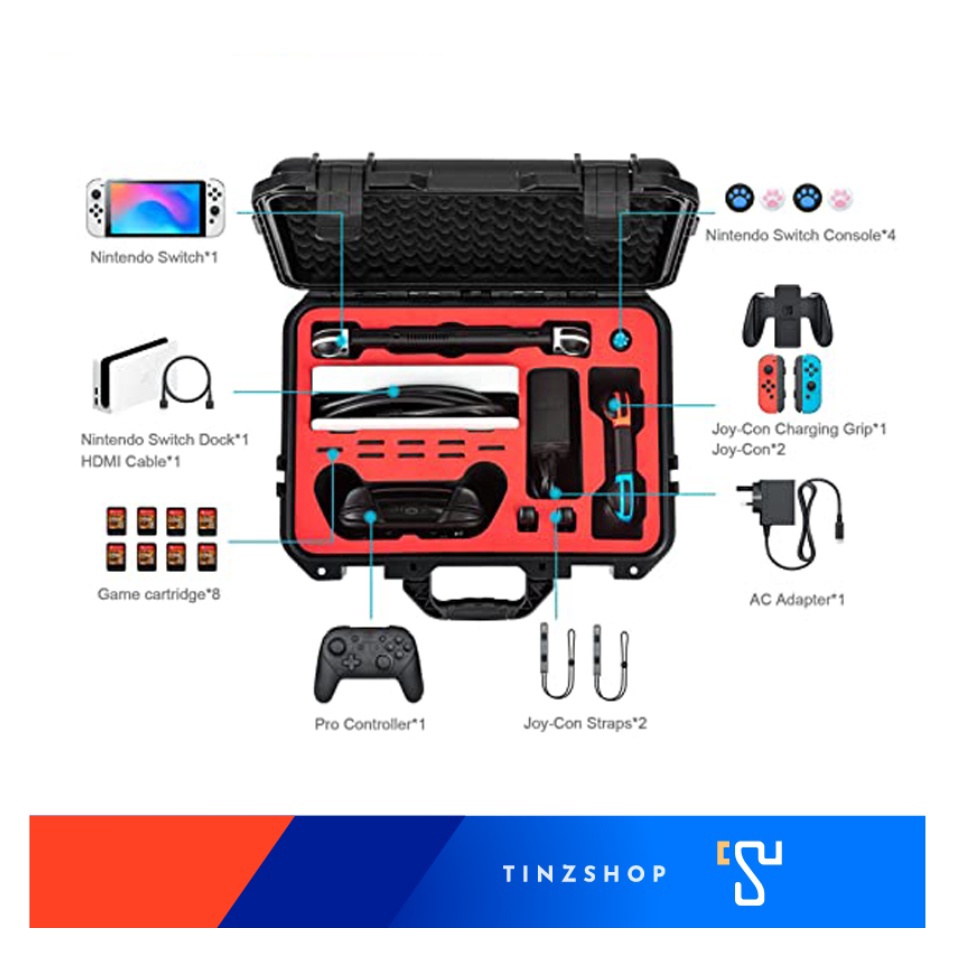DEVASO Carrying Case Black color for Nintendo Switch/Switch OLED, Prof