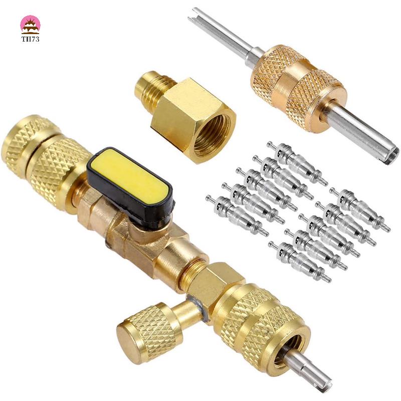 เครื่องมือติดตั้งแกนวาล์ว R410A R22 พร้อมพอร์ต SAE 1/4 & 5/16 คู่ สําหรับระบบ R404A R407C R134A R12 R32 HVAC