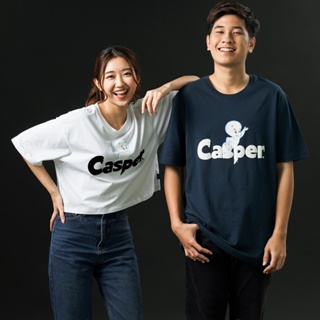 Universal Studios Men Casper Flock Print T-Shirt - เสื้อผู้ชายยูนิเวอร์แซล สตูดิโอ พิมพ์กำมะหยี่ลายแคสเปอร์ สินค้าล_03