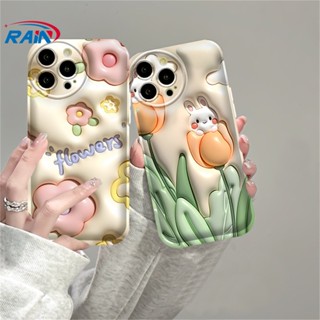 เคสโทรศัพท์มือถือ TPU ลายกระต่ายทิวลิป สําหรับ OPPO A57 A16 A16K A17 A5S A12 A3S A12E A92 A52 F1S A53 A33 A31 A9 A5 A15 A15S A54 F9 C1